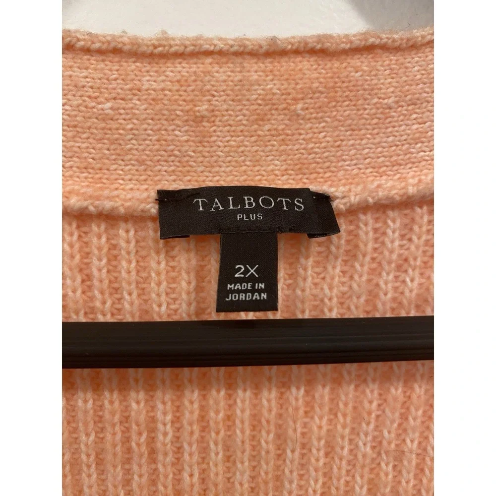 Talbots Plus Cardigan Button Front Sweater Peach Size 2X Librarian Sweater